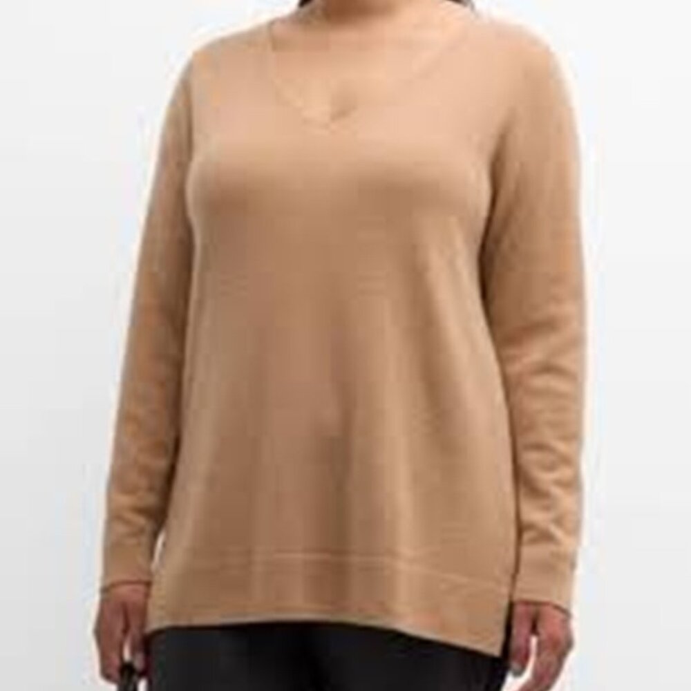 NWT Neiman Marcus Camel Cashmere V-Neck Sweater
